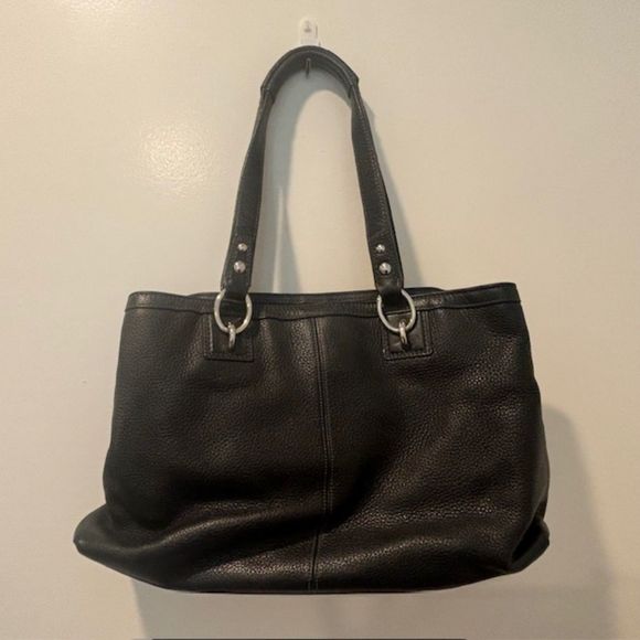 GENUINE COACH Penelope Black Leather Carry All Satchel Bag - Picture 2 of 8